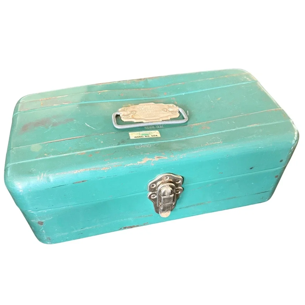 Vintage Union 5314 Utility Chest Metal Tool Box Teal Green 1951 Industrial USA